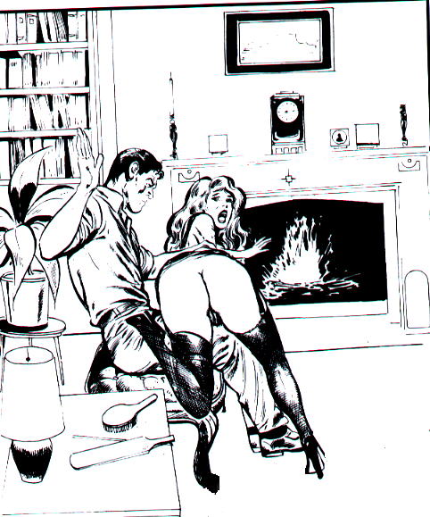 man takes woman over his knee for a spanking