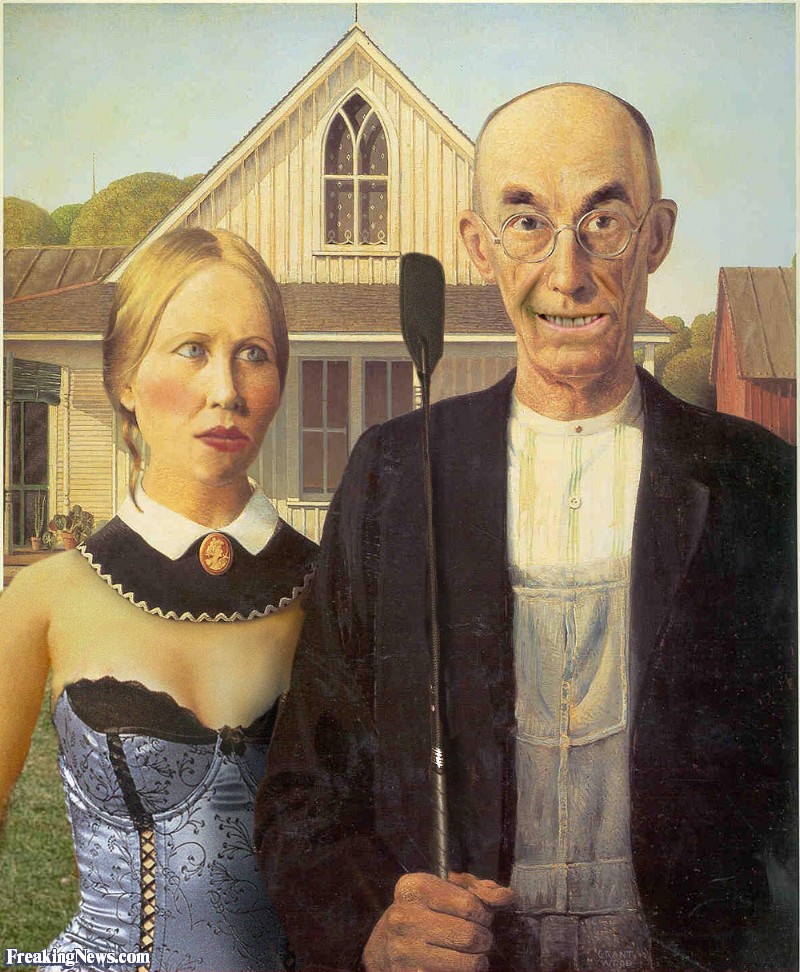 american gothic painting with kinky alterations
