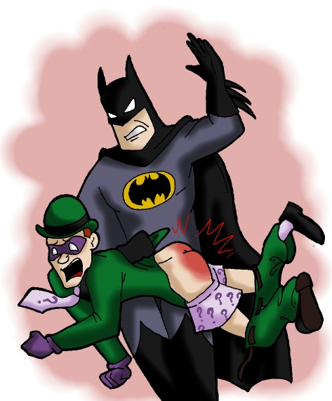Batman spanking the Riddler