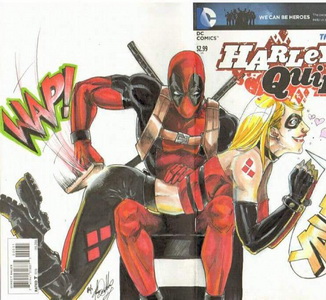 deadpool spanks harley quinn