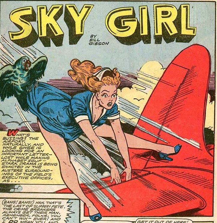 skygirl gets her dress pulled up by a bird