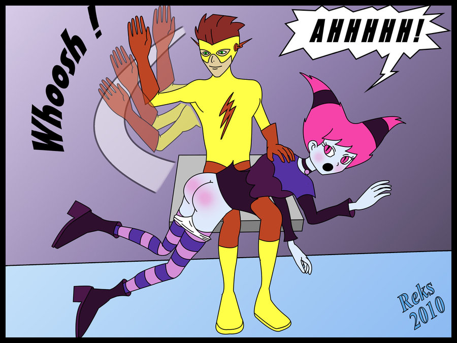 kid flash gives a speed spanking