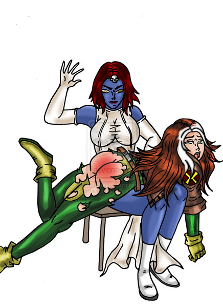 Mystique spanks rogue