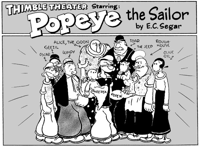 popeye and his cast of characters