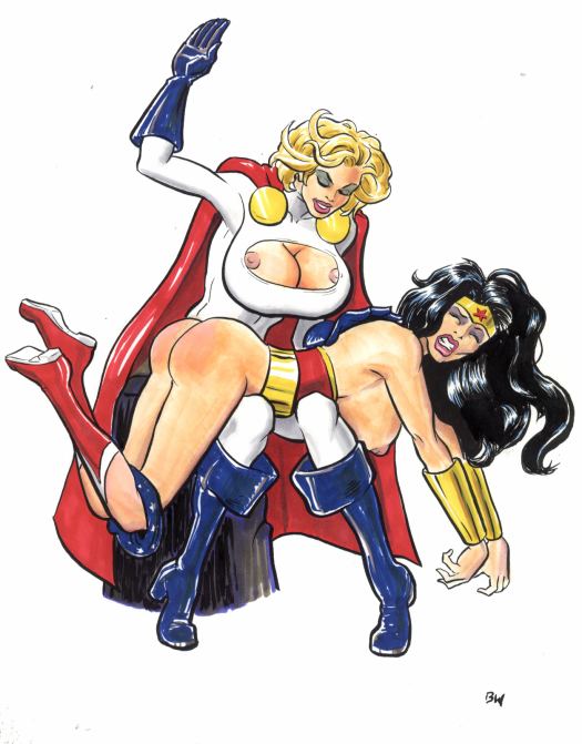 Girl Otk Spanking Cartoon - Chicago Spanking Review Comics Page 1 - Power Girl Spanks Wonder Woman