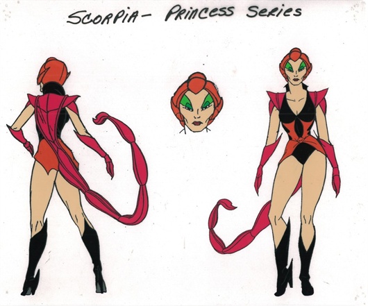 model sheet for scorpia from grizzlor