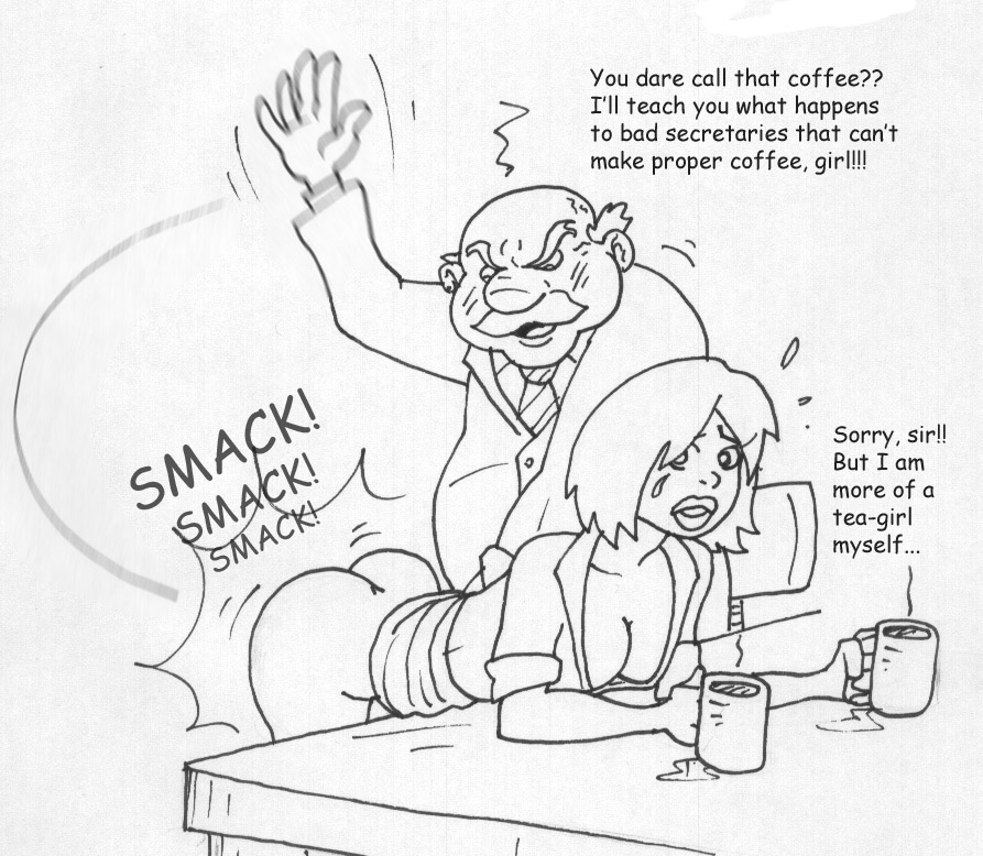 Tina gets spanked by her boss for making bad coffee
