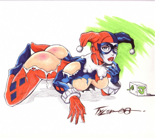 harley quinn after her spanking art by tylep