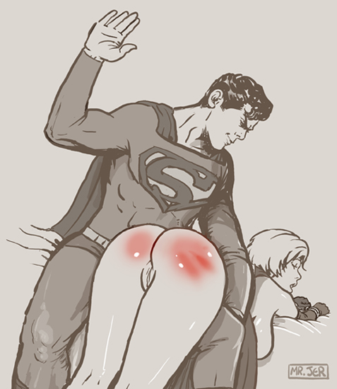 superman spanks power girl art by mr jer