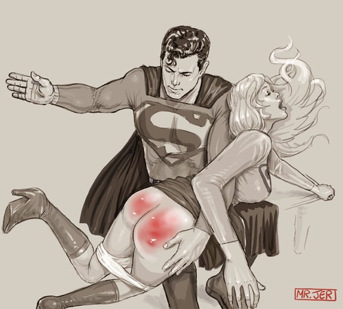 superman spanks supergirl art by mr jer