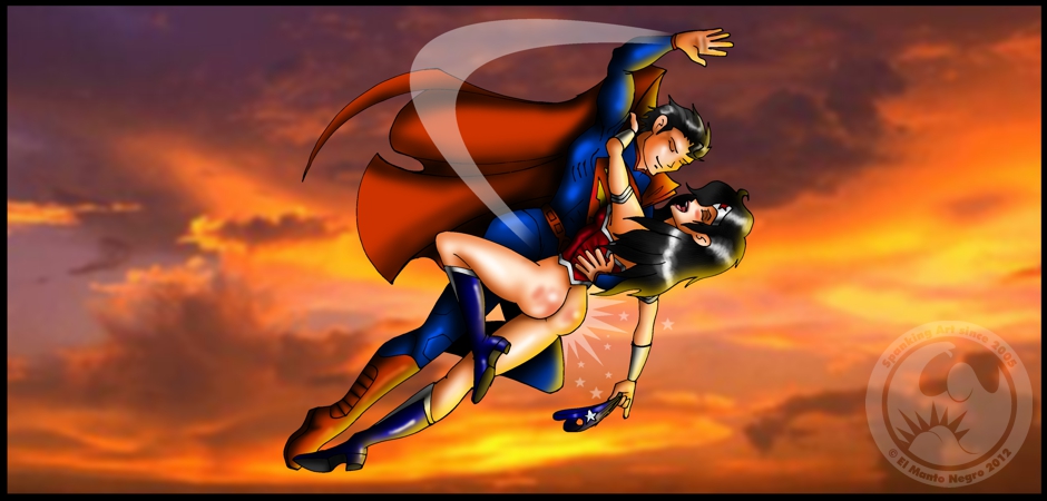 superman spanks wonder woman art by el manto negro