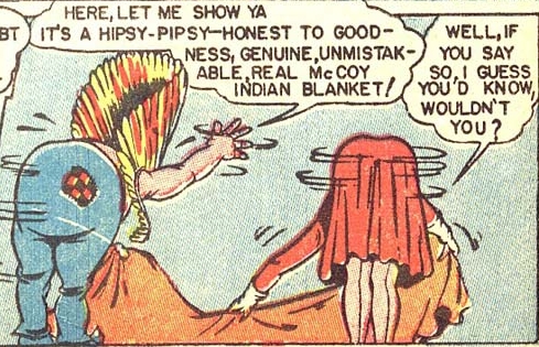 suzie bends over to examine blanket in Top-Notch Comics #31