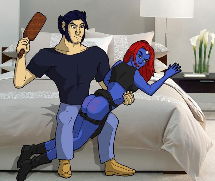 wolverine spanks mystique over the knee with a hairbrush by feyd rautha