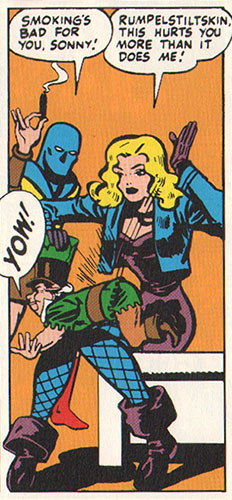 black canary spanks rumpelstiltskin in all-star comics