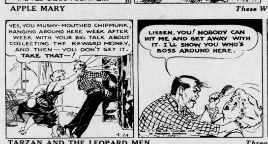 bill spanks bessie in the comic strip apple mary april 4, 1936