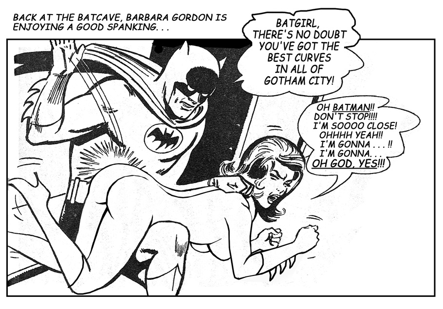 altered so Batman is spanking Barbara Gordon Batgirl