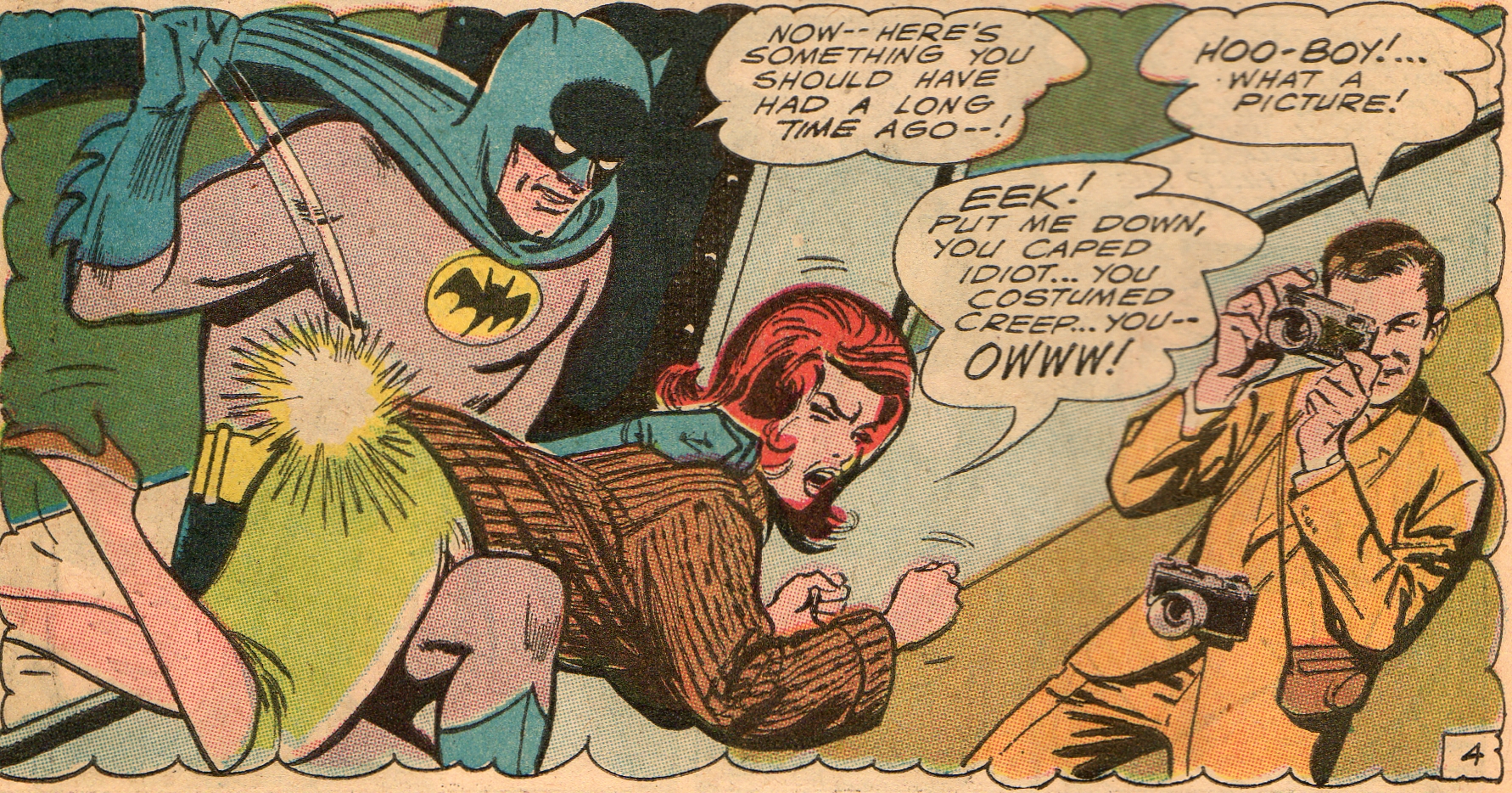 original version of Batman spanking Marcia in brave and the bold #64