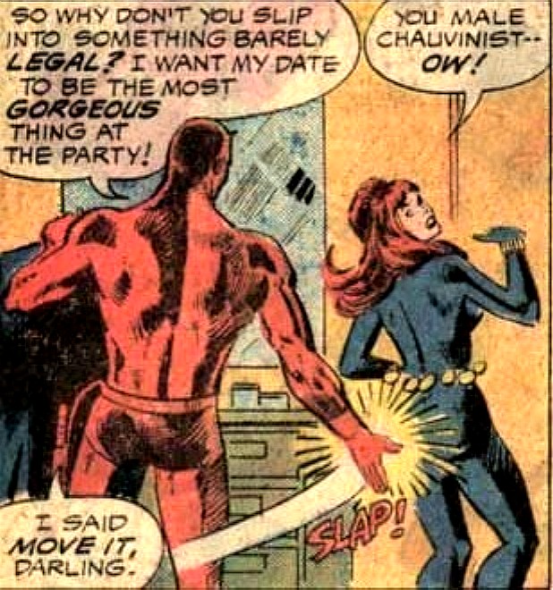 daredevil slaps the black widow on the butt