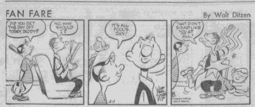 fanfare comic strip april fool's day 1952