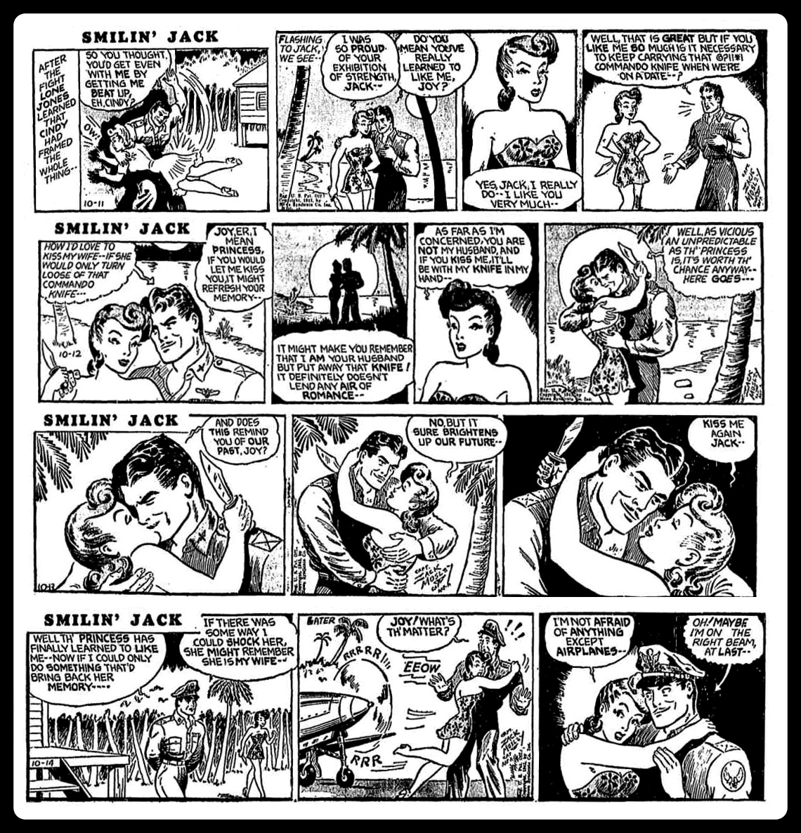 smilin jack comic strip from 10-10-1943 to 10-14-1943