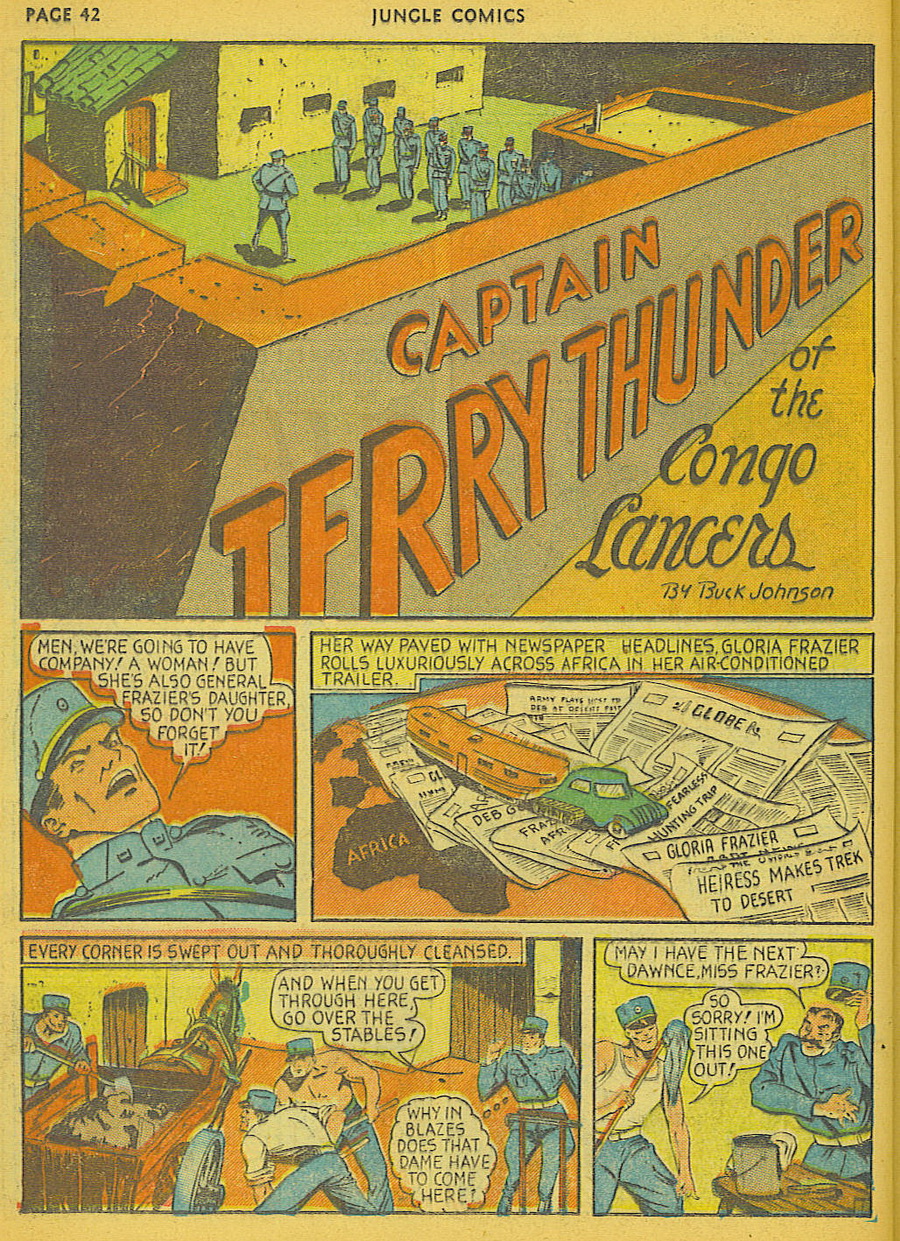 jungle comics #6 terry thunder splash page