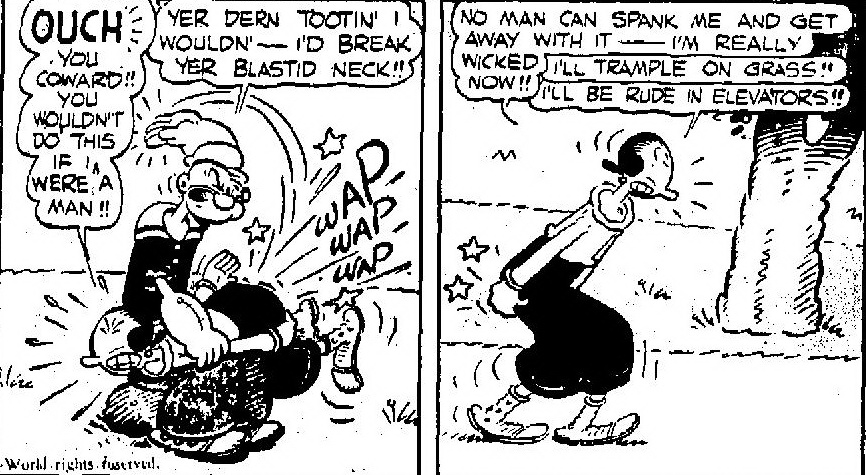 popeye spanks olive oyl for being a bad girl