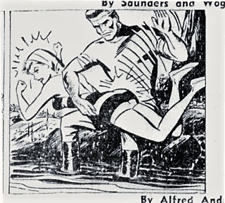 steve roper comic strip 11/21/1957 spanking panel