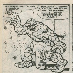 sue storm narrowly escapes being spanked over ben grimm's knee - or does she?