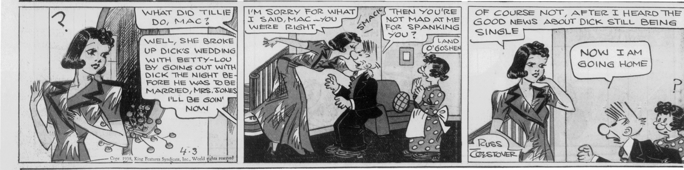 tillie the toiler gets spanked in the april 2, 1938 strip