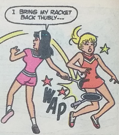 veronica whacks betty with racquet