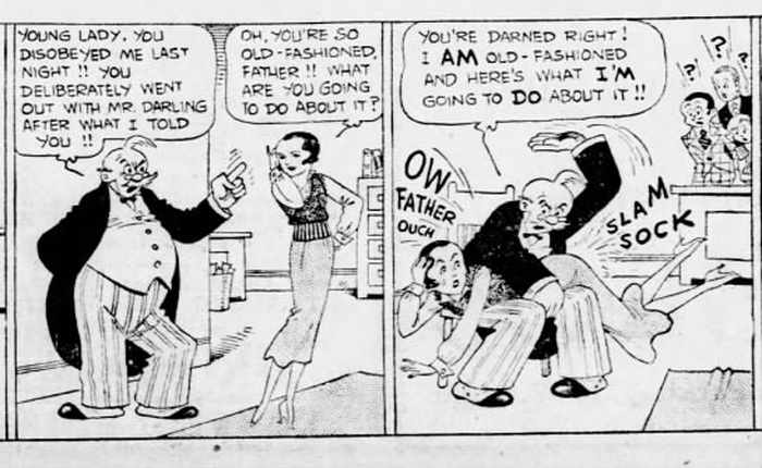 winnie winkle strip from march 4, 1932 with spanking