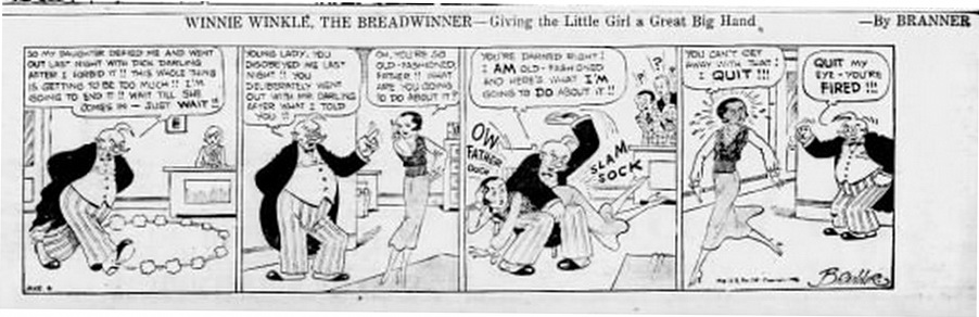 winnie winkle strip from march 4, 1932 with spanking