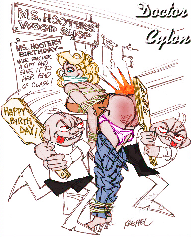 shop instructor ms. hooters spanked with wood paddles by her students colorized by doctor cylon