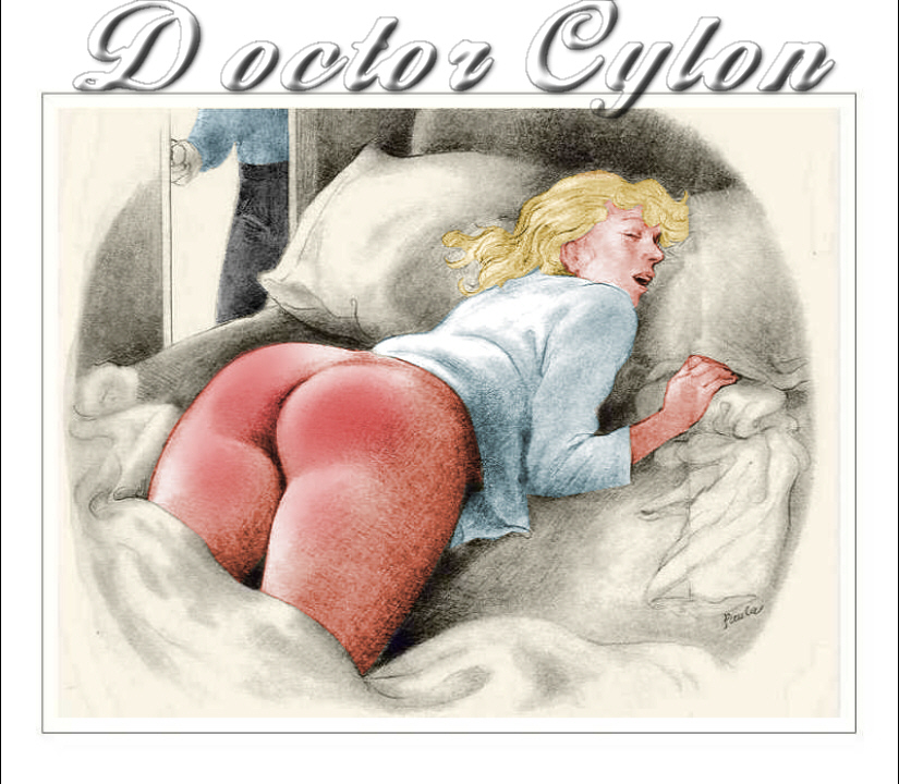 paula meadows drawing of a woman in bed, colorized by doctor cylon to make it appear to be a post-spanking
    scene