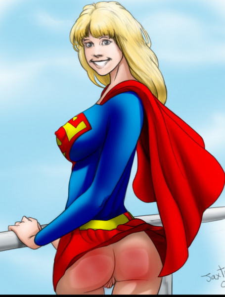 supergirl with spanked bare bottom