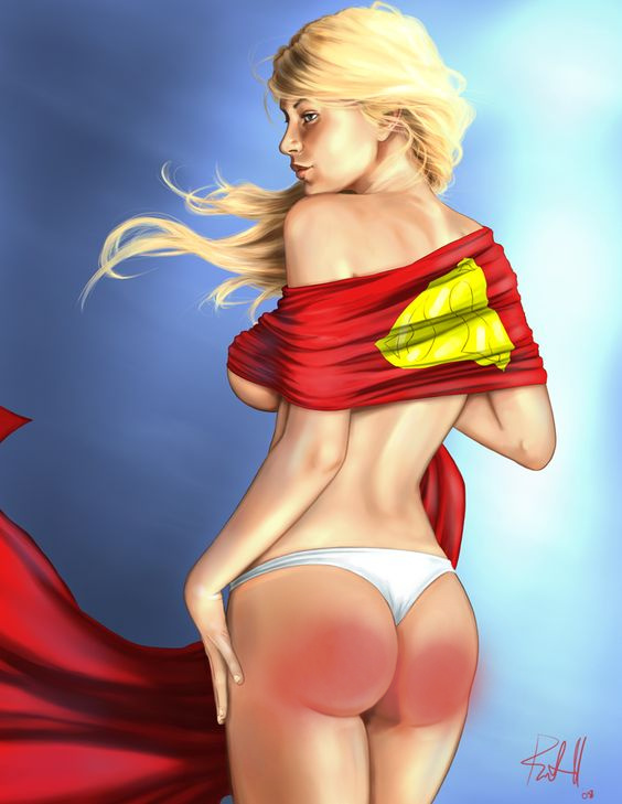 supergirl with spanked bare bottom