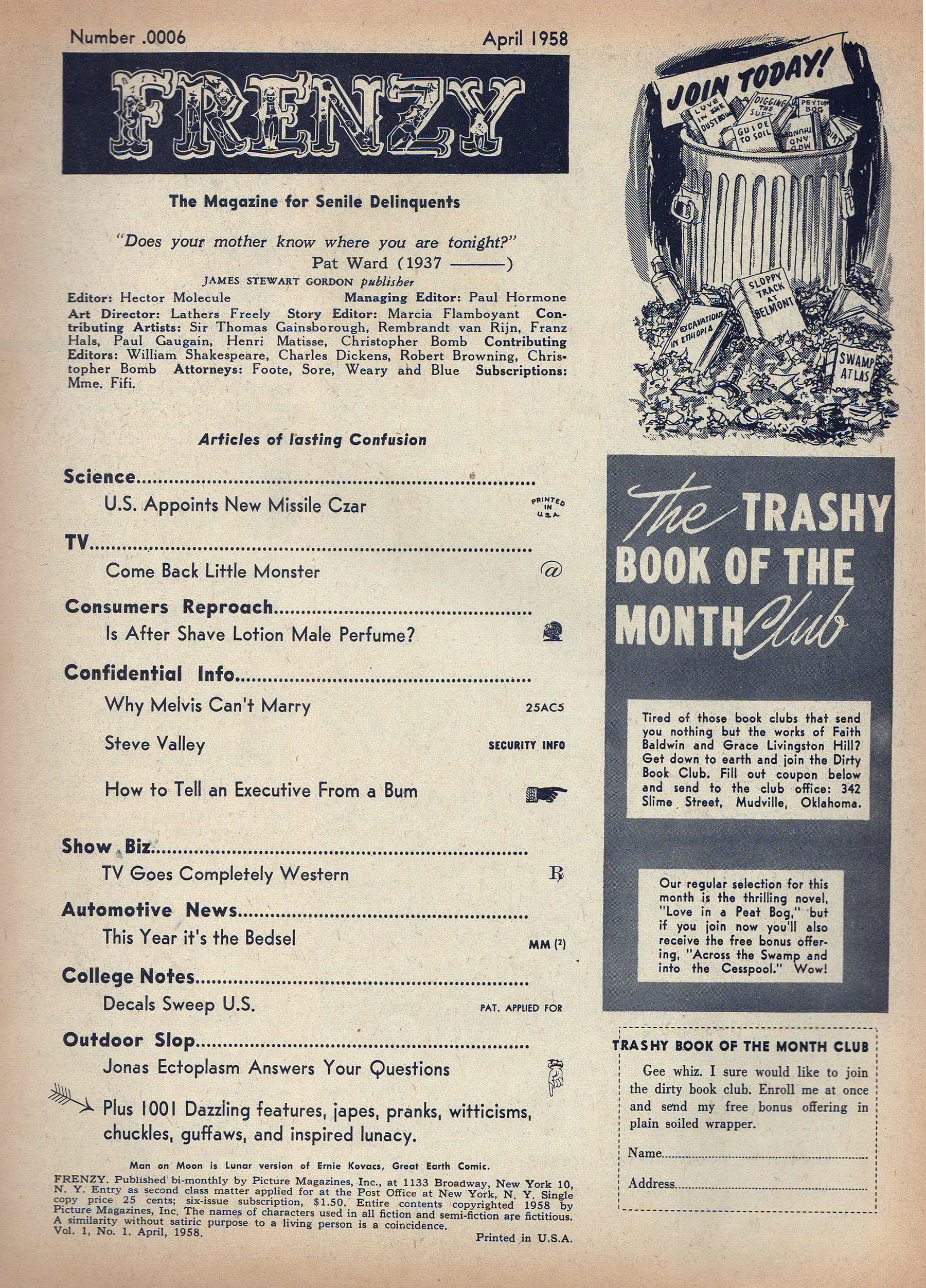 contents page of Frenzy #1