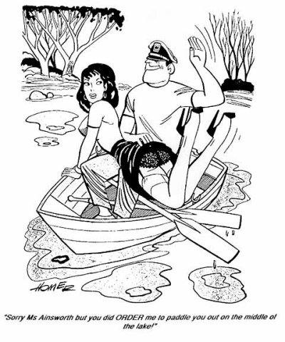 man paddles woman in boat by homer