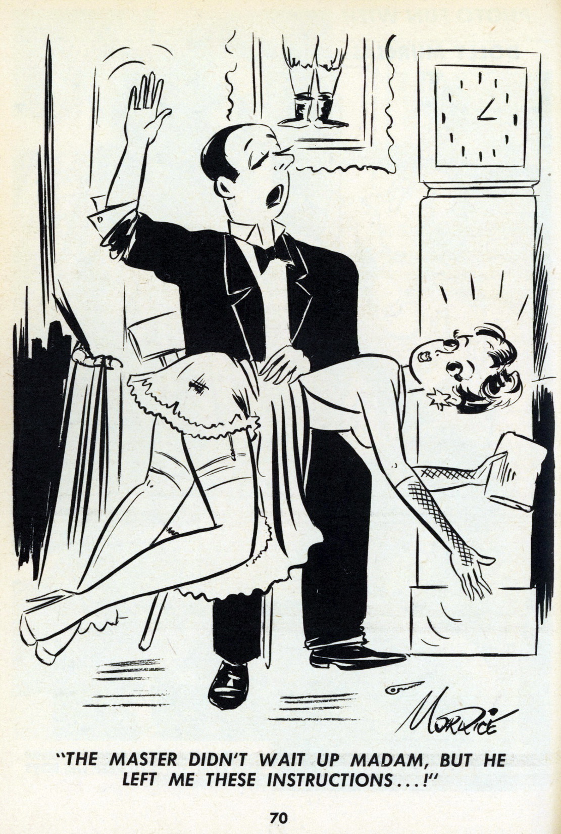 george morrice butler spanks mistress of the house for coming home late