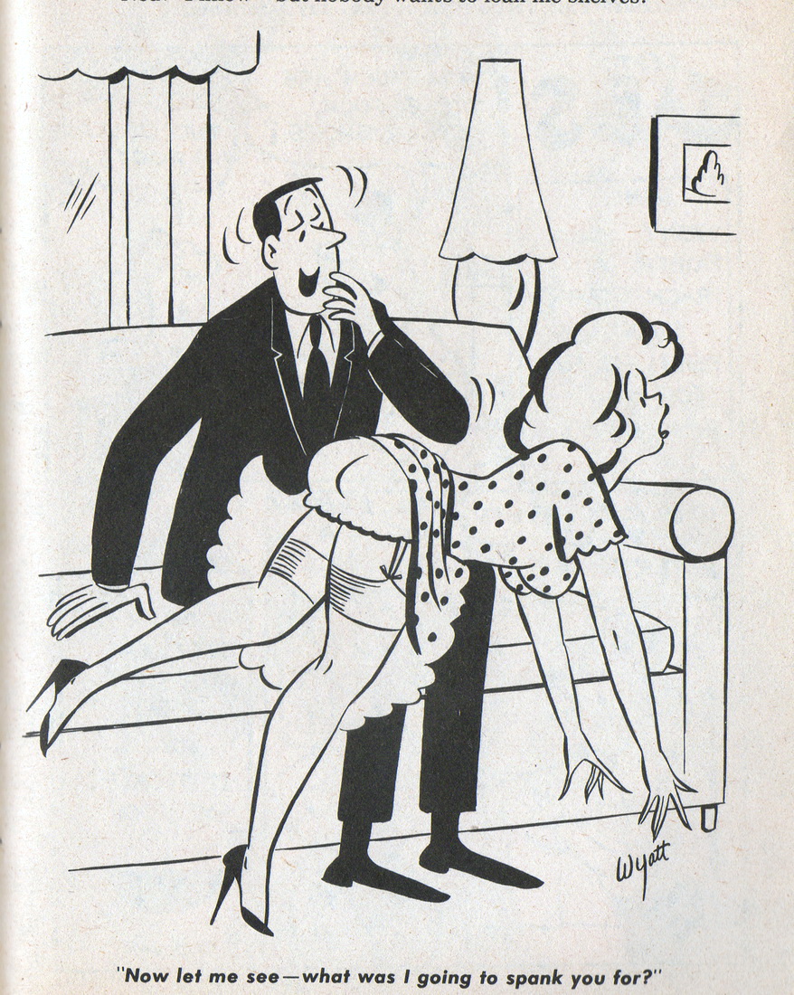 humorama cartoon of man spanking woman by wyatt