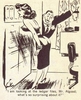 cartoon of boss about to swat secretary at filing cabinet