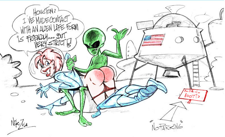 alien spanks female astronaut zula coyote on fire