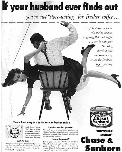 spanking in a coffe advertisement