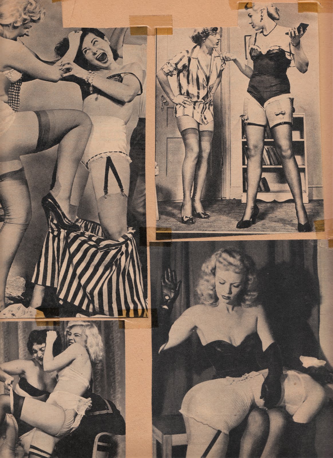 old 50's girl/girl spanking