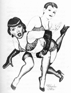 Bad girl Bettie must accept her spanking.  Art by Melinda Gebbie.