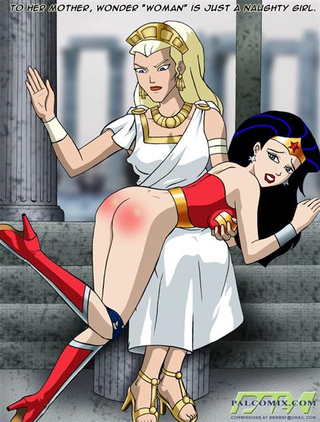 Wonder Woman spanked by her mother.