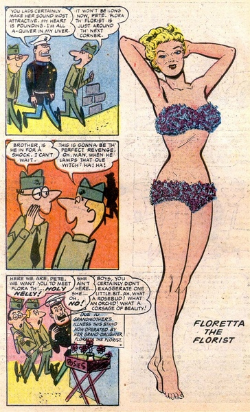 Pin-up girl Floretta the Florist.  Let's show her how much we care by setting up a paddle-line!