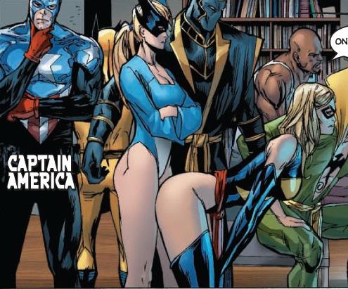 Ms. Marvel assumes the position.  Unfortunately, nobody had a paddle handy.