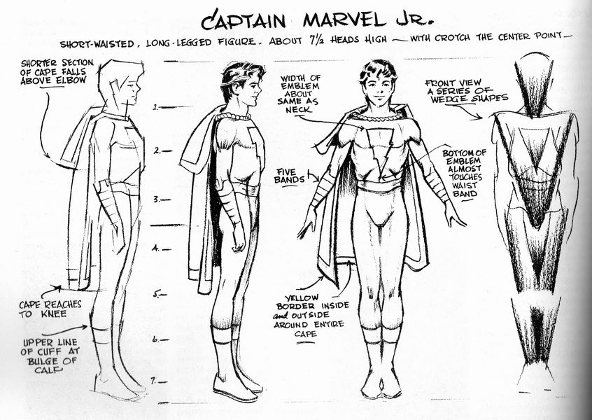 Mac Raboy's fine model sheets for Captain Marvel Jr., taken from Steranko's History of Comics Vol. 2.
