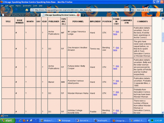 The CBDB with column headings.